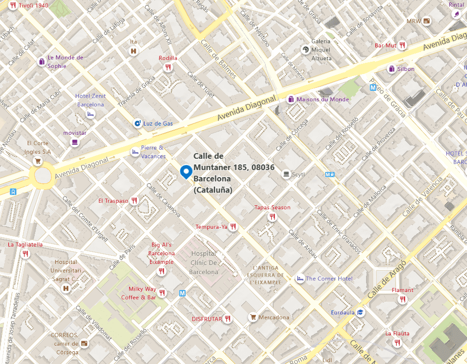 Mapa  Calle Muntaner, 185 - PRINCIPAL, Barcelona, 08036 